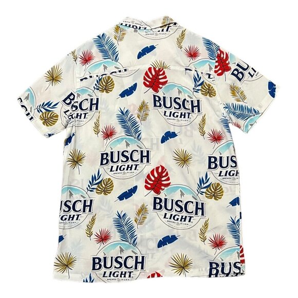 Busch Light Beer Men’s Camp Hawaiian Shirt Rayon Button Up Size Small NWT - Picture 4 of 5